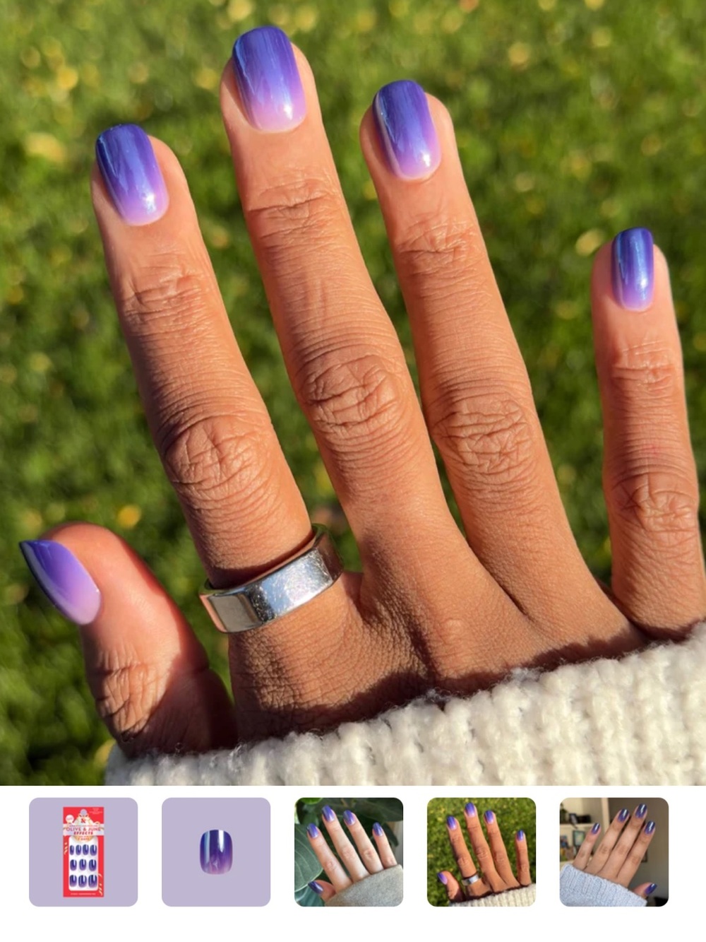 Olive and June Super Stick Mani Press On Nails in Midnight Chrome Gradient - Picture 3 of 9
